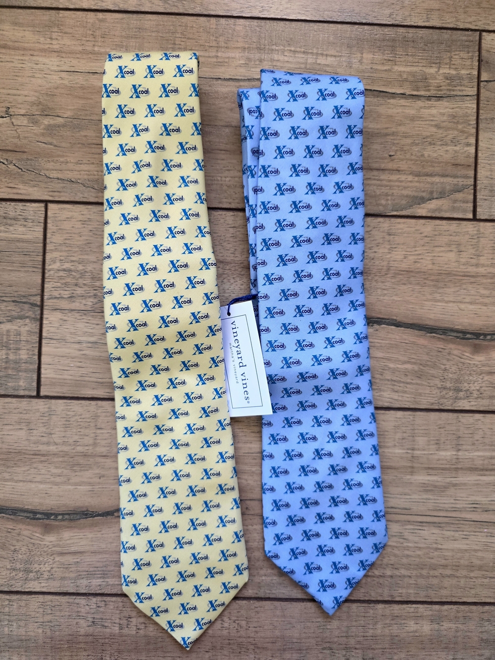 Vineyard Vines Yellow Blue XCoal Logo Ties Bundle Pair